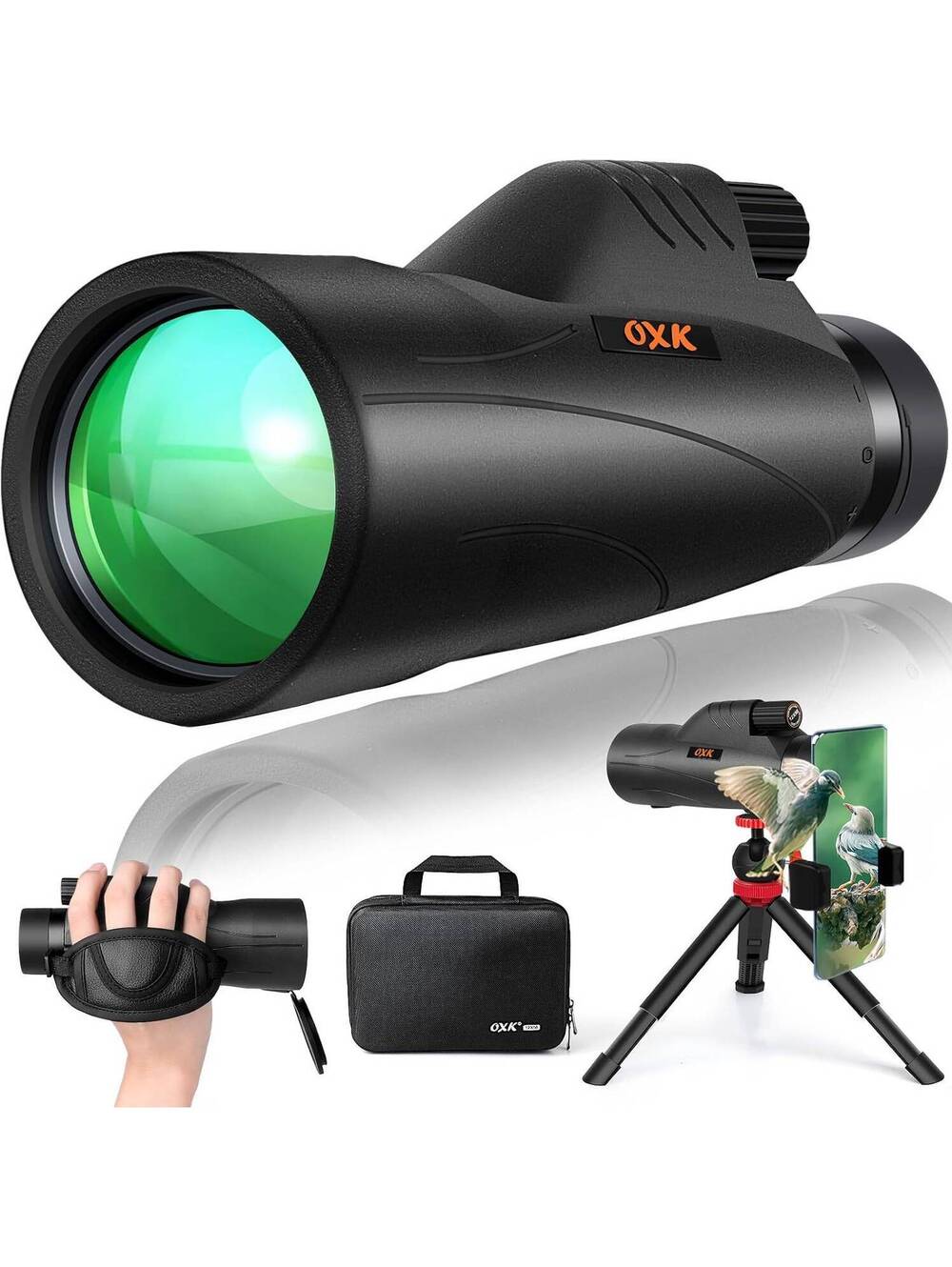 12x56 High-Power Monocular with Tripod and Smartphone Holder for Bird Watching